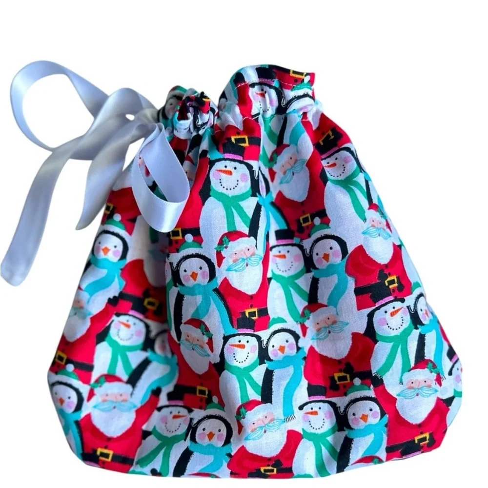 Hand Crafted Colorful Festive Christmas Themed Eco Friendly Reusable Gift Bag